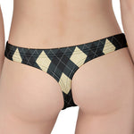 Spruce Blue And Beige Argyle Print Women's Thong