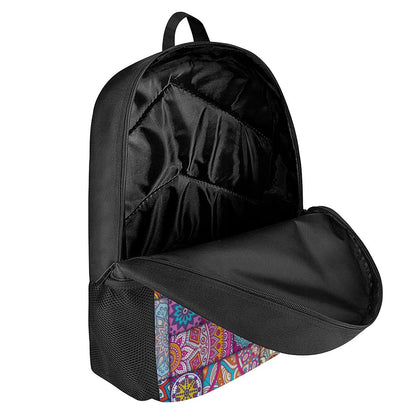 Square Bohemian Mandala Patchwork Print 17 Inch Backpack