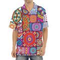 Square Bohemian Mandala Patchwork Print Aloha Shirt