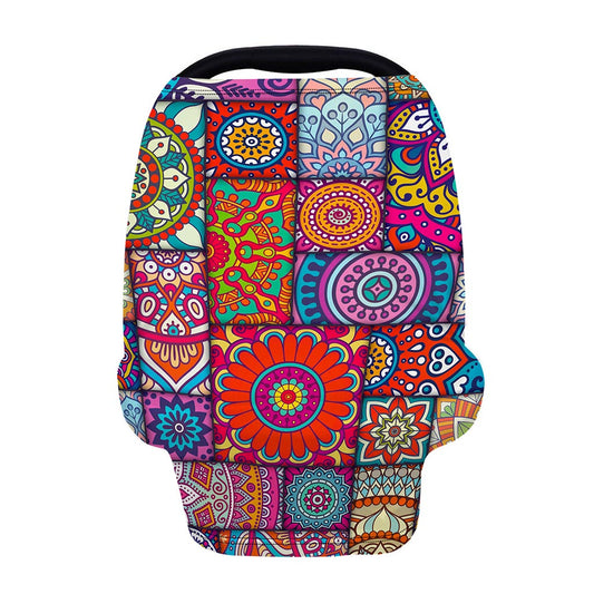 Square Bohemian Mandala Patchwork Print Baby Seat Cover