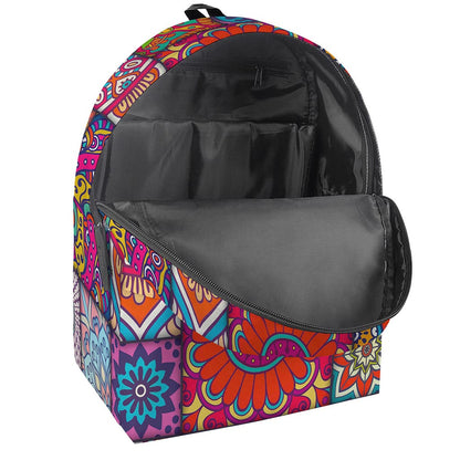 Square Bohemian Mandala Patchwork Print Backpack