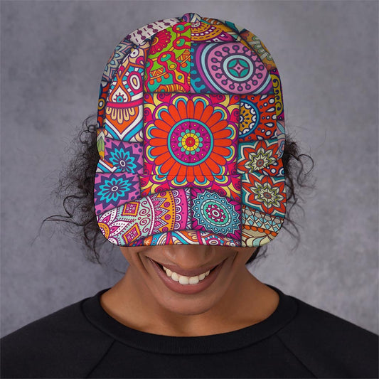 Square Bohemian Mandala Patchwork Print Baseball Cap