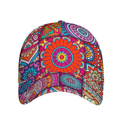 Square Bohemian Mandala Patchwork Print Baseball Cap