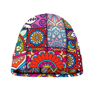 Square Bohemian Mandala Patchwork Print Beanie