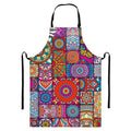 Square Bohemian Mandala Patchwork Print Bib Apron With Pocket