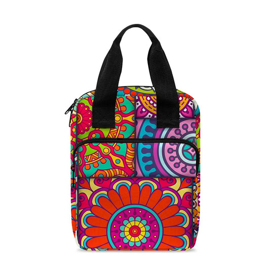 Square Bohemian Mandala Patchwork Print Bible Tote Bag