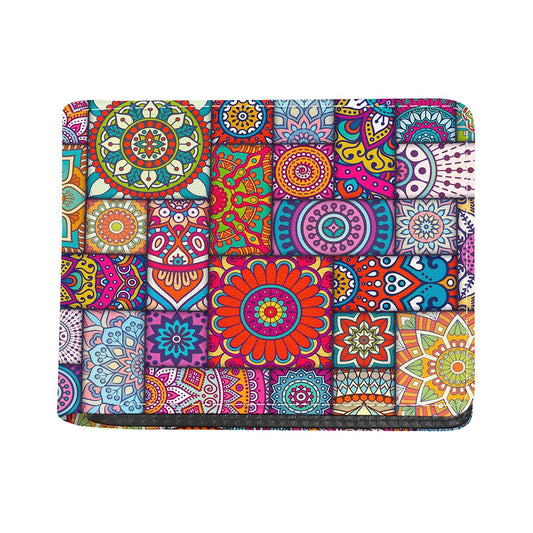 Square Bohemian Mandala Patchwork Print Bifold Wallet