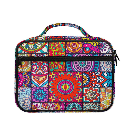 Square Bohemian Mandala Patchwork Print Briefcase Bible Bag