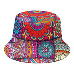 Square Bohemian Mandala Patchwork Print Bucket Hat