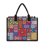 Square Bohemian Mandala Patchwork Print Canvas Tote Bag
