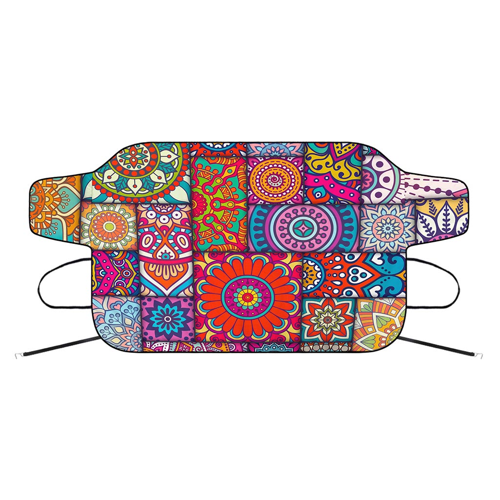 Square Bohemian Mandala Patchwork Print Car Windshield Snow Cover