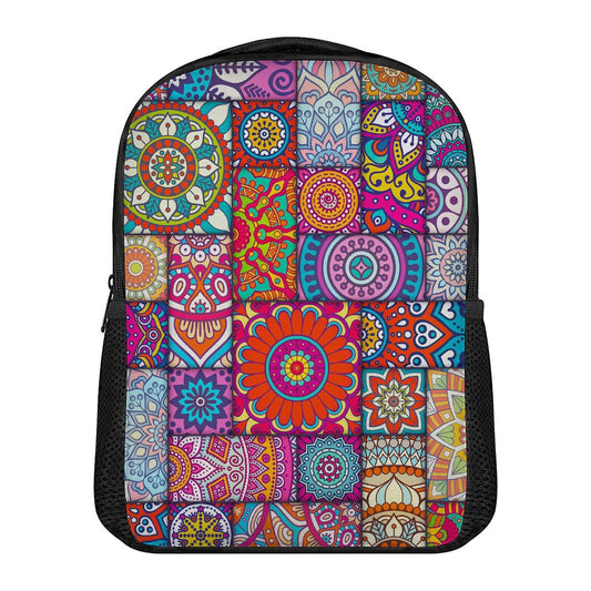 Square Bohemian Mandala Patchwork Print Casual Backpack