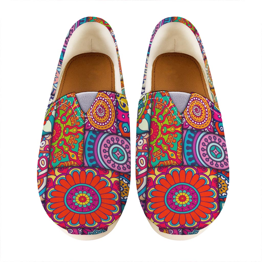 Square Bohemian Mandala Patchwork Print Casual Shoes