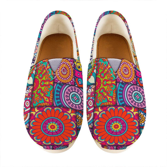 Square Bohemian Mandala Patchwork Print Casual Shoes