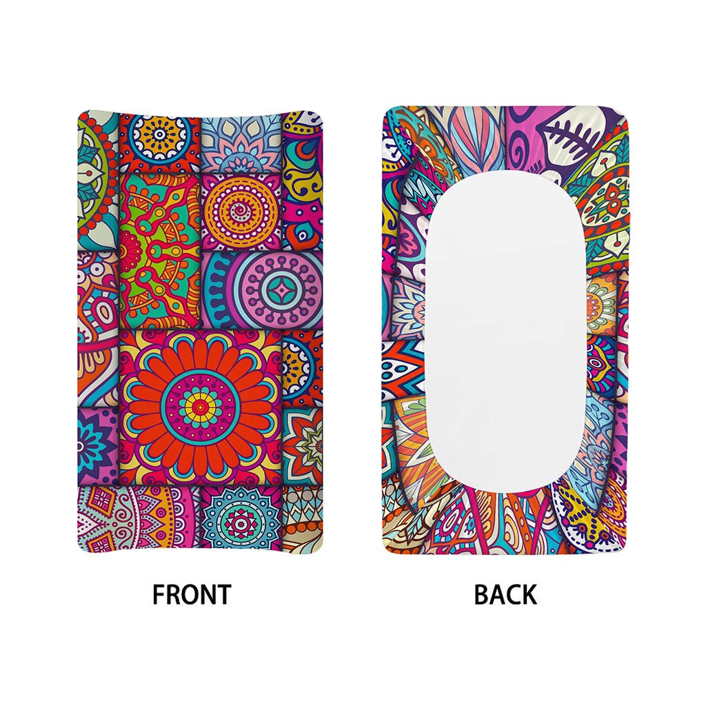 Square Bohemian Mandala Patchwork Print Changing Pad Cover