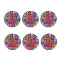 Square Bohemian Mandala Patchwork Print Coaster Set
