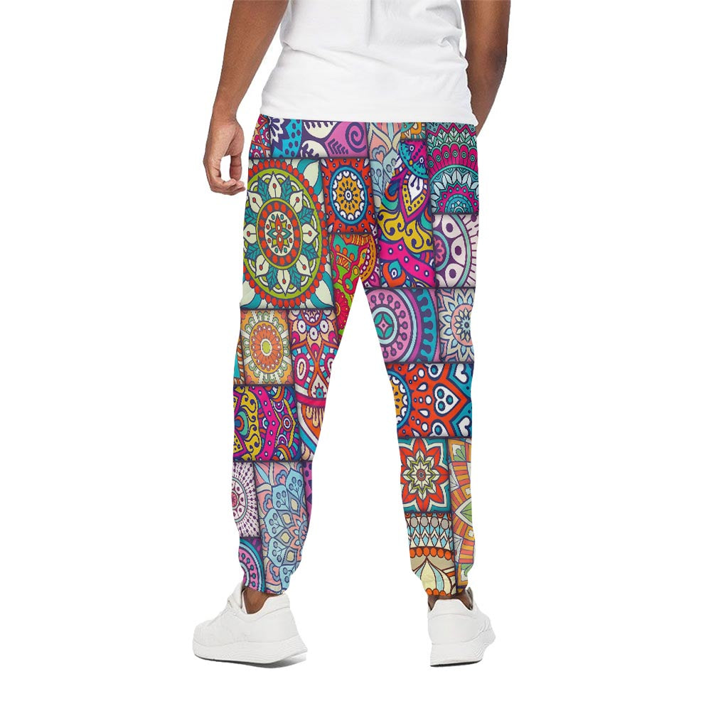 Square Bohemian Mandala Patchwork Print Cotton Pants