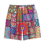 Square Bohemian Mandala Patchwork Print Cotton Shorts