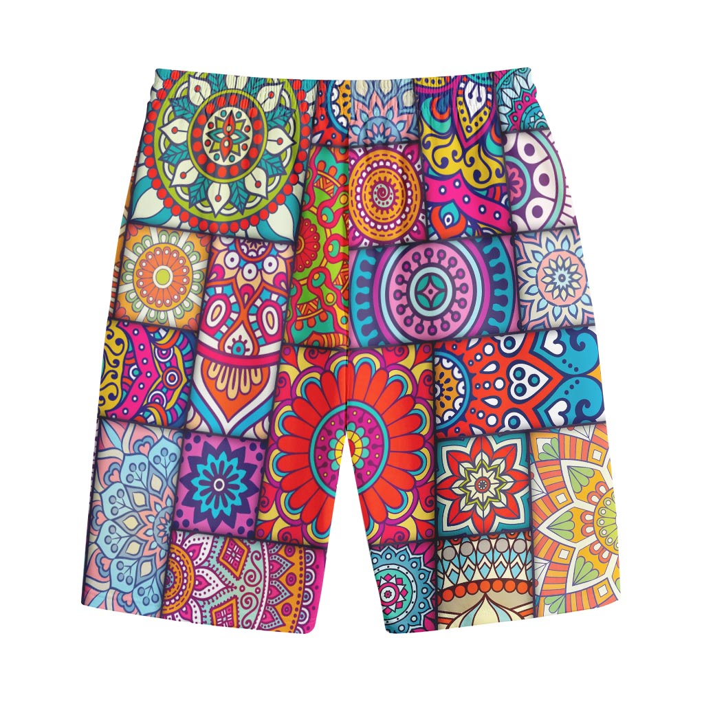 Square Bohemian Mandala Patchwork Print Cotton Shorts