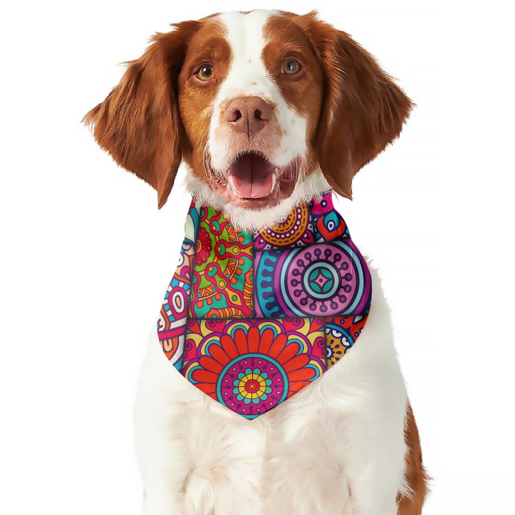 Square Bohemian Mandala Patchwork Print Dog Bandana