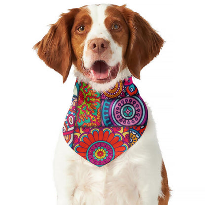 Square Bohemian Mandala Patchwork Print Dog Bandana