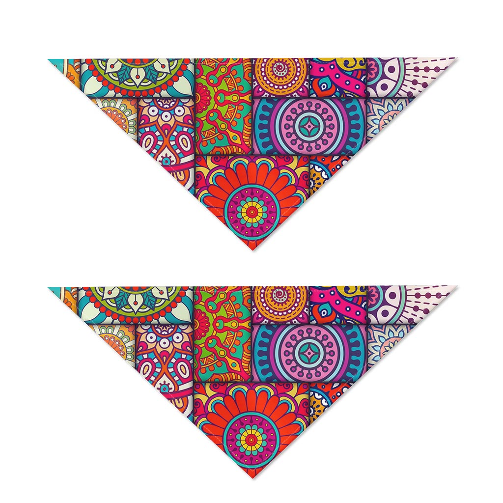 Square Bohemian Mandala Patchwork Print Dog Bandana
