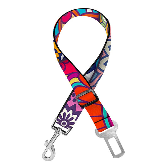 Square Bohemian Mandala Patchwork Print Dog Seat Belt