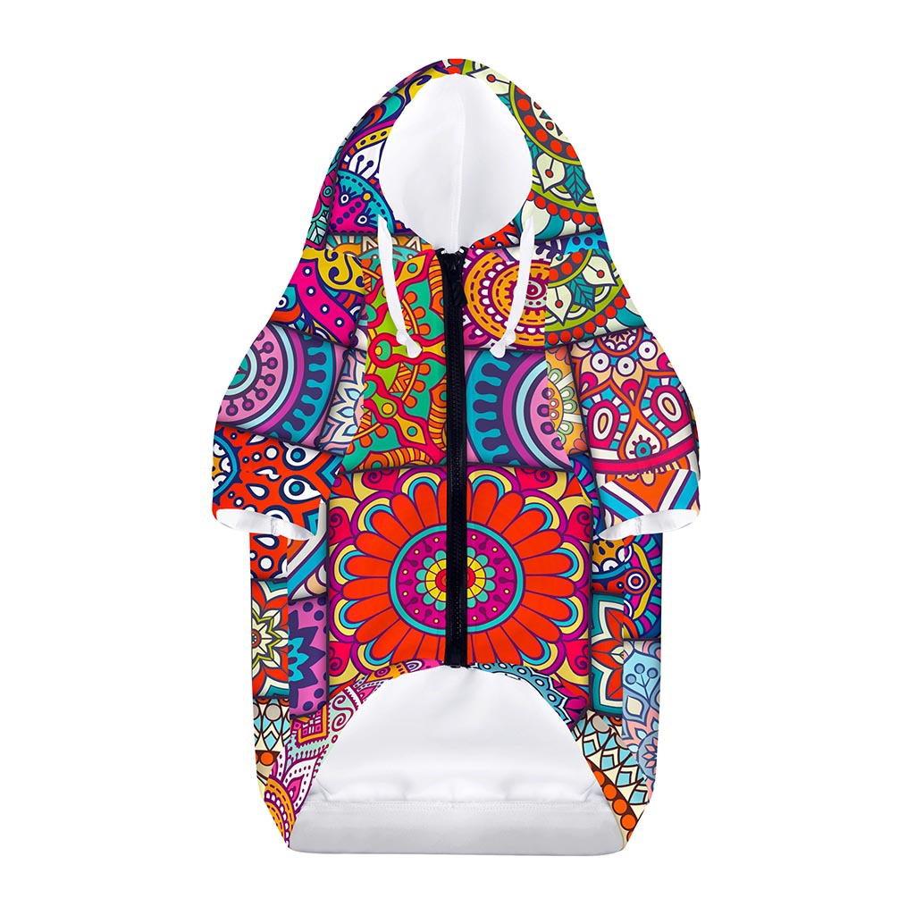 Square Bohemian Mandala Patchwork Print Dog Zip Up Hoodie