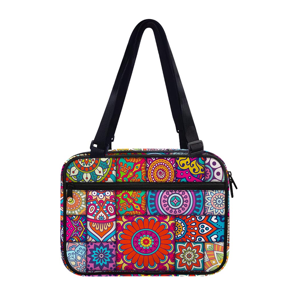 Square Bohemian Mandala Patchwork Print Double Strap Bible Bag