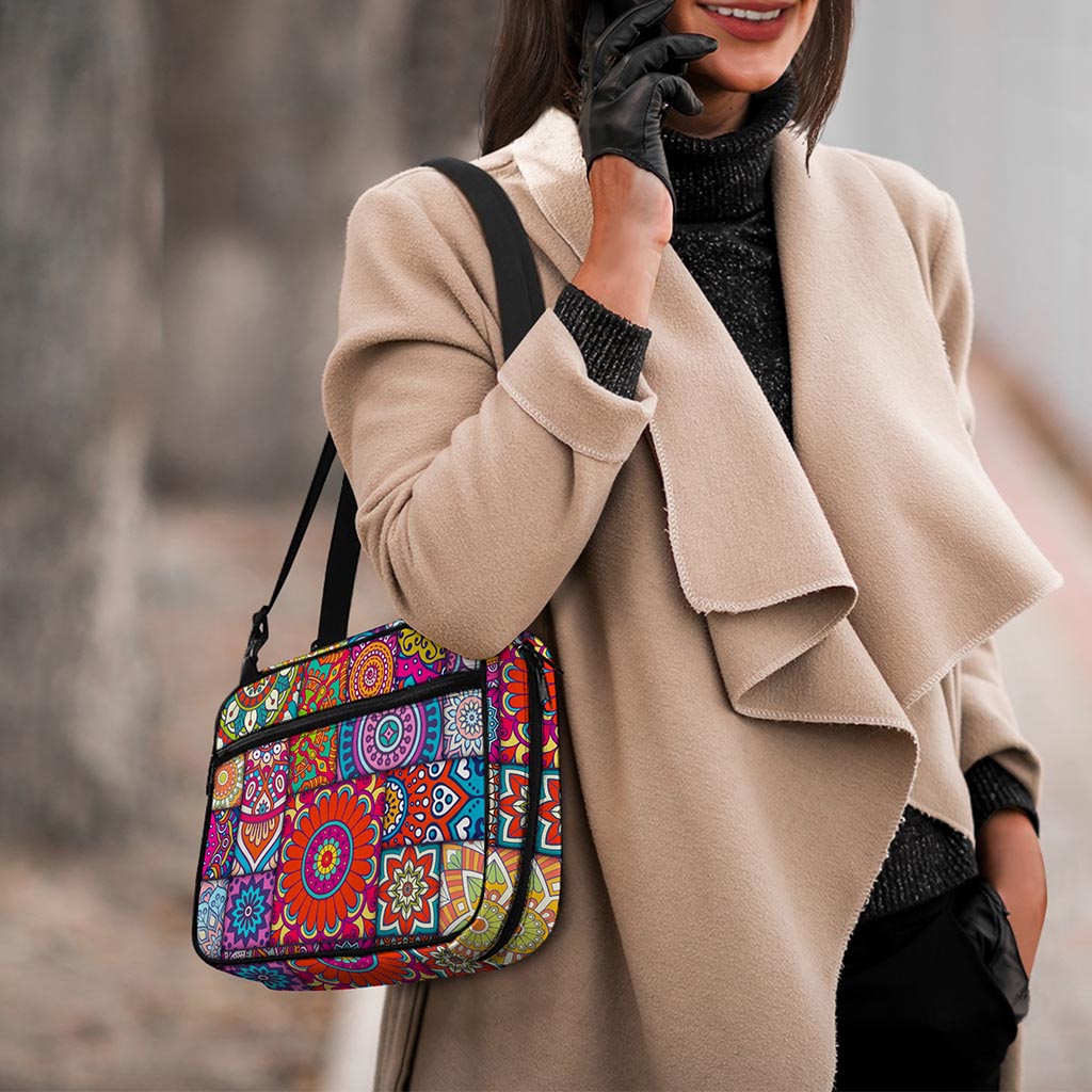 Square Bohemian Mandala Patchwork Print Double Strap Bible Bag