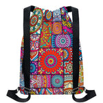 Square Bohemian Mandala Patchwork Print Drawstring Backpack