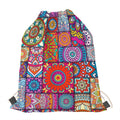 Square Bohemian Mandala Patchwork Print Drawstring Bag