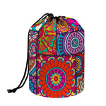 Square Bohemian Mandala Patchwork Print Drawstring Makeup Bag