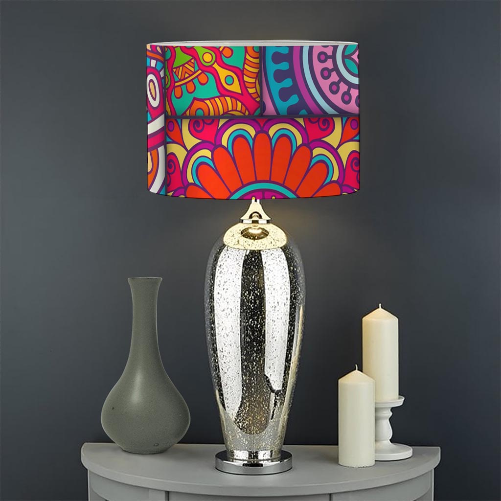 Square Bohemian Mandala Patchwork Print Drum Lamp Shade