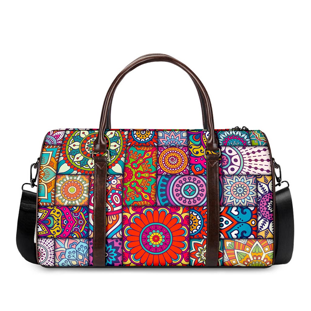 Square Bohemian Mandala Patchwork Print Duffle Bag
