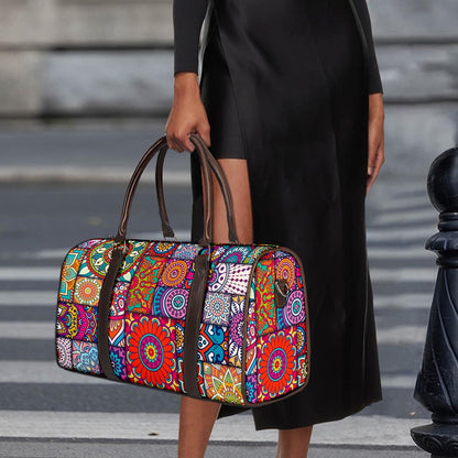 Square Bohemian Mandala Patchwork Print Duffle Bag
