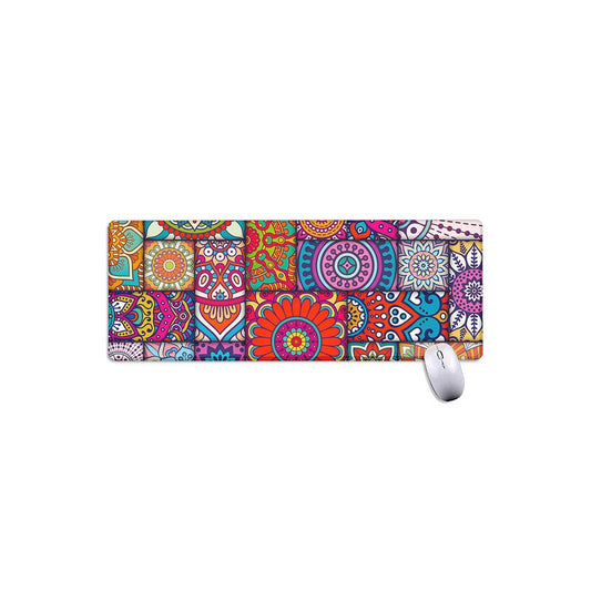 Square Bohemian Mandala Patchwork Print Extended Mouse Pad