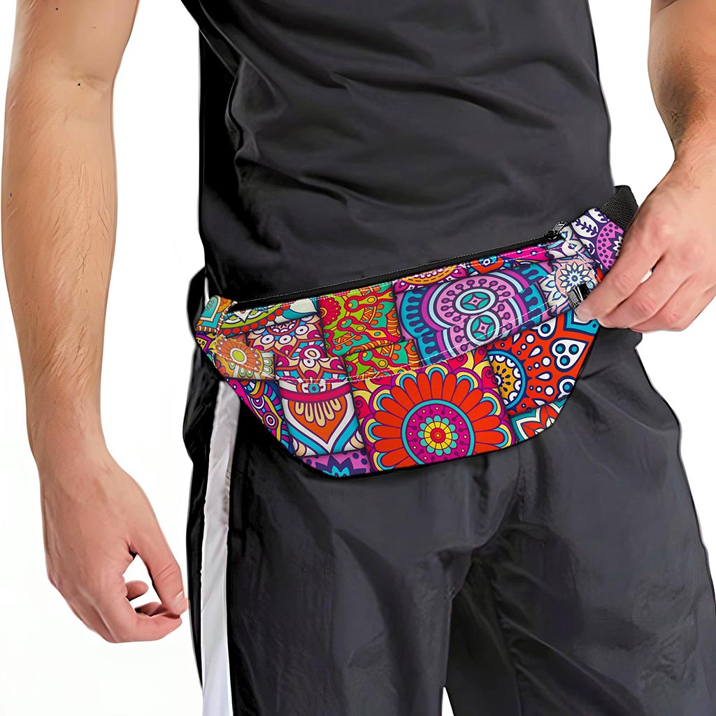 Square Bohemian Mandala Patchwork Print Fanny Pack
