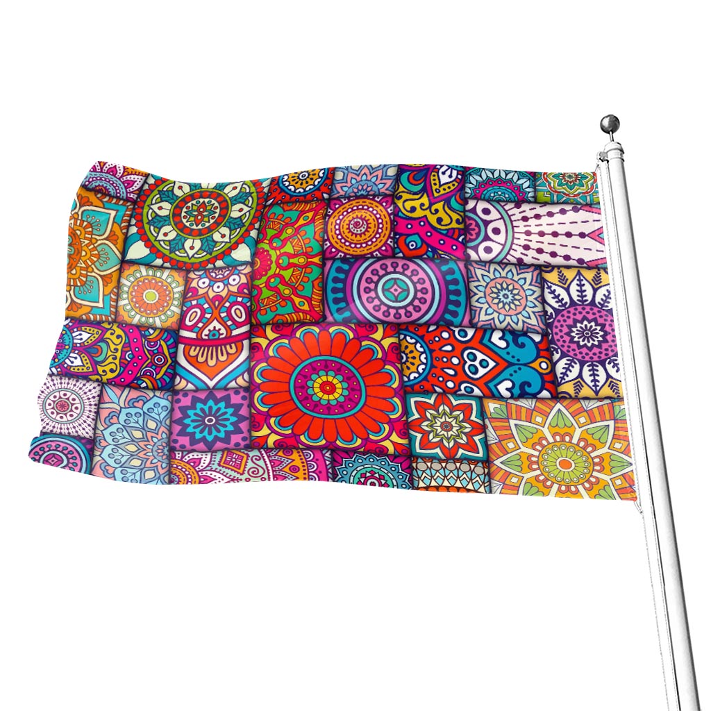 Square Bohemian Mandala Patchwork Print Flag