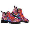 Square Bohemian Mandala Patchwork Print Flat Ankle Boots