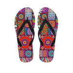 Square Bohemian Mandala Patchwork Print Flip Flops