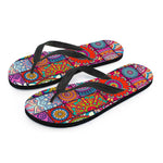 Square Bohemian Mandala Patchwork Print Flip Flops