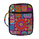 Square Bohemian Mandala Patchwork Print Front Pocket Bible Bag