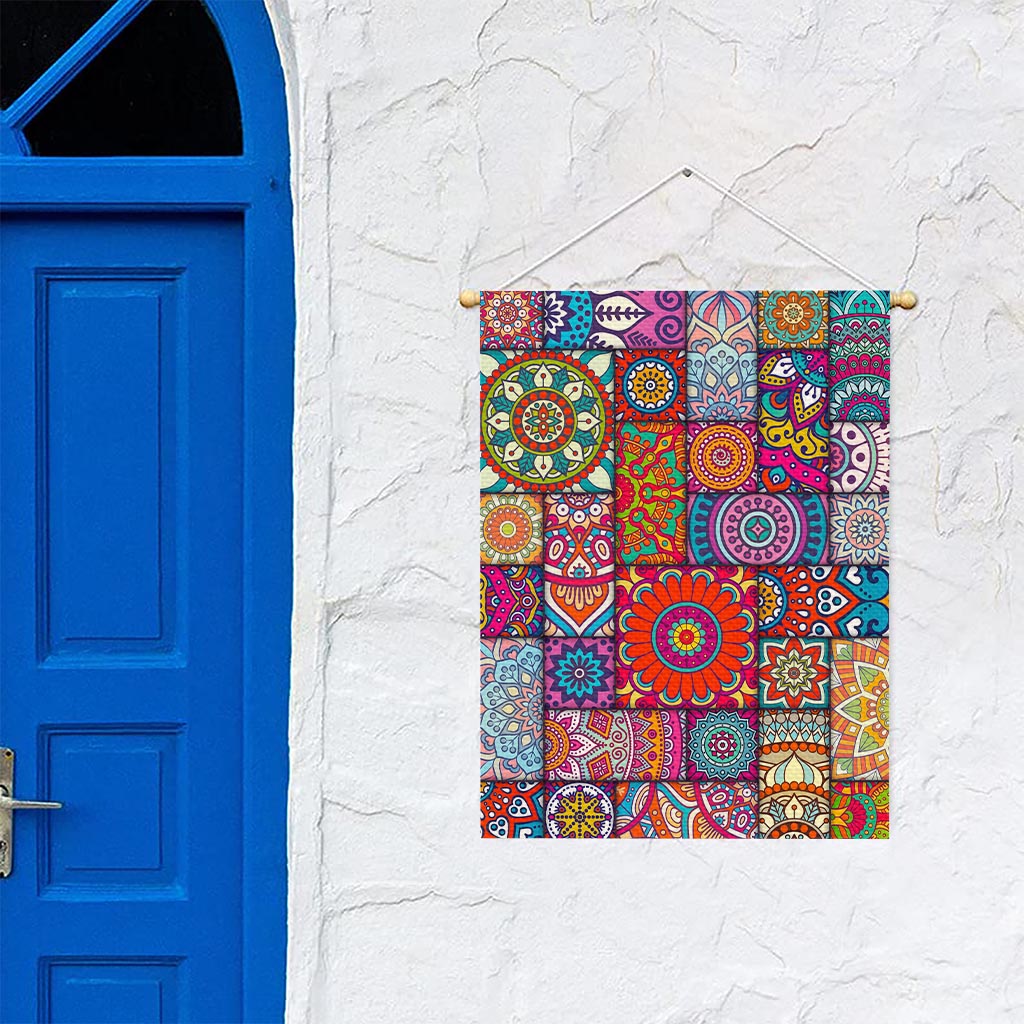 Square Bohemian Mandala Patchwork Print Garden Flag