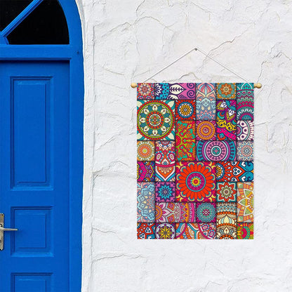 Square Bohemian Mandala Patchwork Print Garden Flag