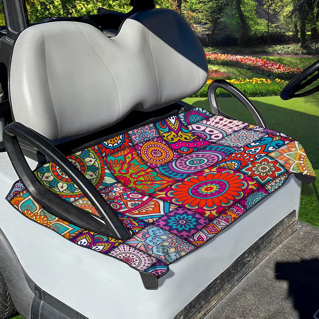 Square Bohemian Mandala Patchwork Print Golf Cart Seat Cover