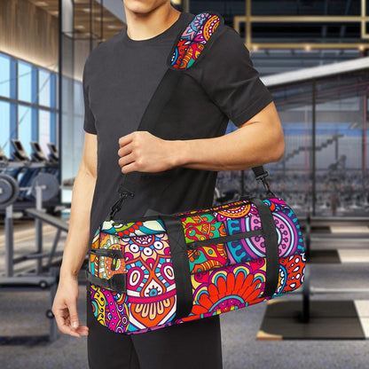 Square Bohemian Mandala Patchwork Print Gym Bag