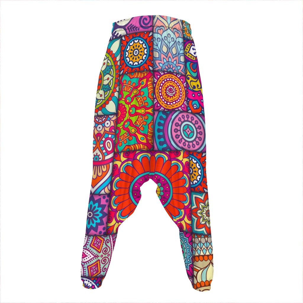 Square Bohemian Mandala Patchwork Print Hammer Pants