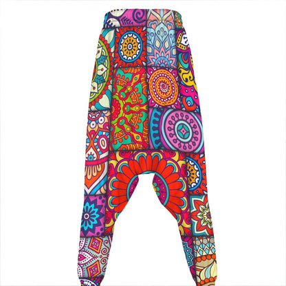 Square Bohemian Mandala Patchwork Print Hammer Pants