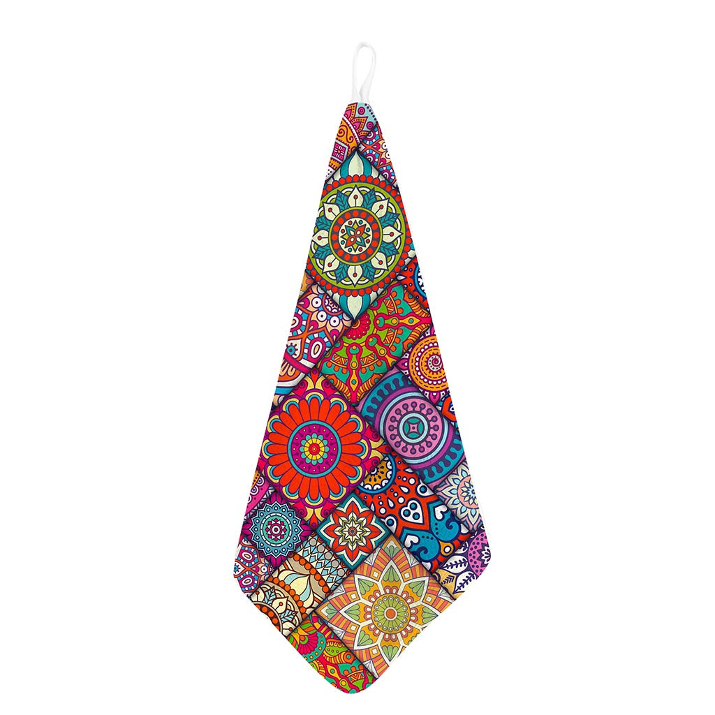Square Bohemian Mandala Patchwork Print Hand Towel